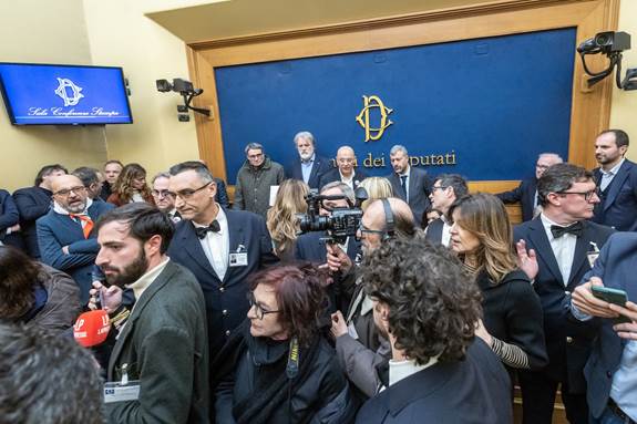 I deputati nella sala stampa della Camera il 30 gennaio 2026 (Mauro Scrobogna/LaPresse)