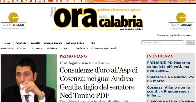 L�Ora della Calabria, �pressioni per bloccare notizia�. E il giornale non esce