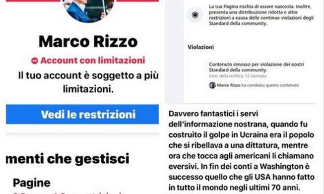 Rizzo (comunisti) critica gli Usa e Facebook gli
        blocca l'account. «Censura»
