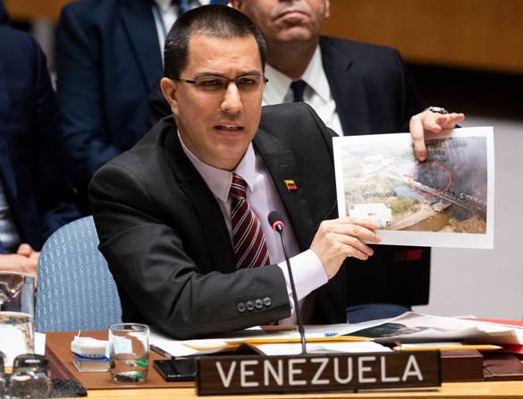 Il ministro degli Esteri venezuelano Jorge Arreaza alle Nazioni unite