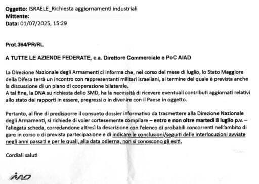Convocazione dell’Aiad per la riunione con i rappresentanti israeliani