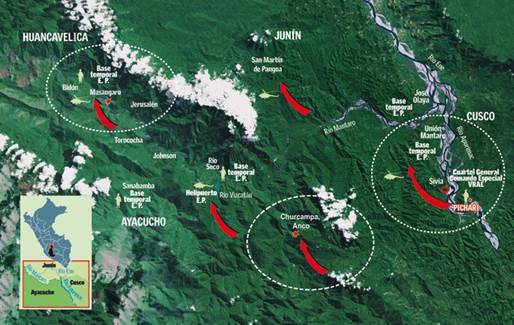 Últimos ataques mortales en el VRAEM fueron en Mazángaro y Churcampa, ubicada entre Sivia y el río Vizcatán.