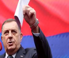 President of Republika Srpska (Serb Republic) Milorad Dodik addresses his supporters, in Banja Luka