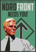 Propaganda poster for Nordfront (Nordic Resistance Movement), a  Scandinavian neo-Nazi organization founded during the 90s. The logo is the  Tiwaz rune. : r/PropagandaPosters