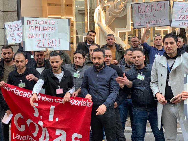 La protesta dei magazzinieri di Zara a Roma 